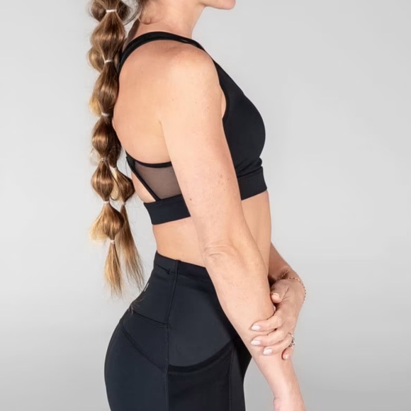 Senita Lux Sarah Mesh Sports Bra in Black - Picture 2 of 9